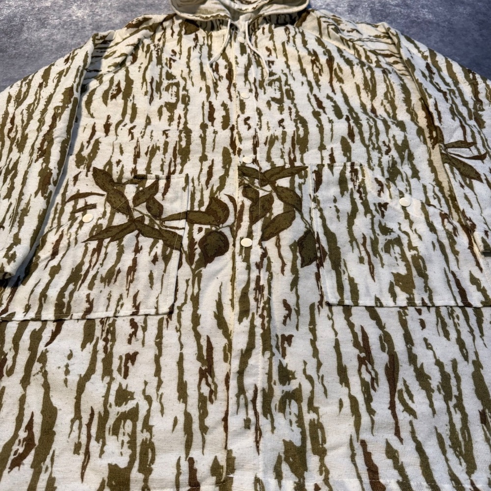 VTG 90s Cabelas Snow Tree Bark Camo Hooded Jacket Mens S/L USA Made Whitetail - Picture 7 of 7